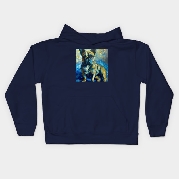 French Bulldog in the style of Van Gogh Kids Hoodie by Star Scrunch